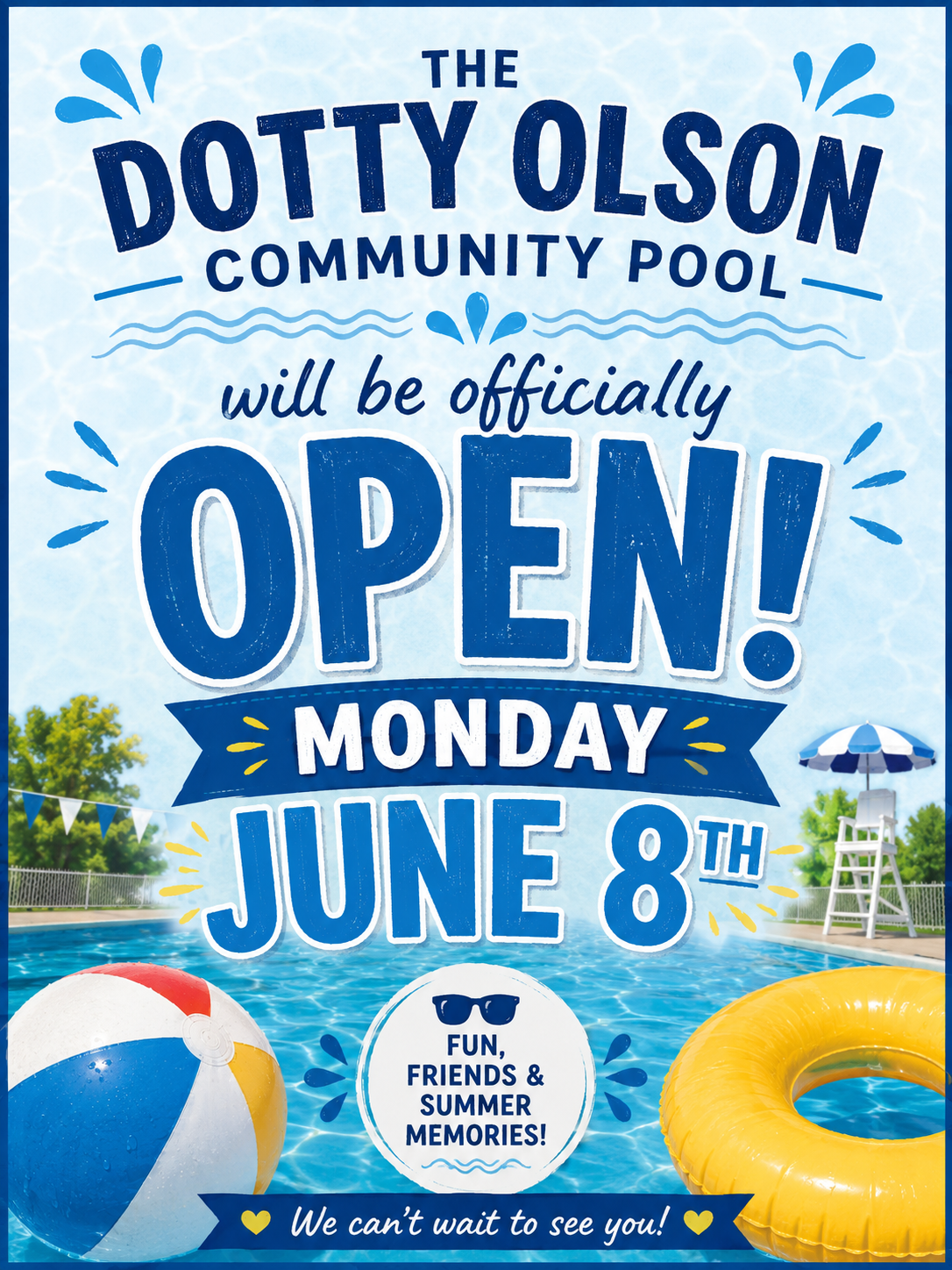Dotty Olson Community Pool Opening June 8th